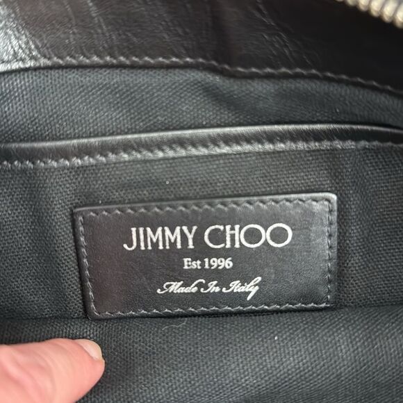 Jimmy Choo Black Leather Star Embossed Envelope Bag/Clutch.